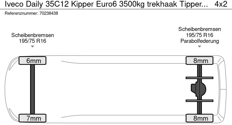 Dostavno vozilo istovarivač Iveco Daily 35C12 Kipper Euro6 3500kg trekhaak Tipper Benne Kieper Trekhaak: slika 20