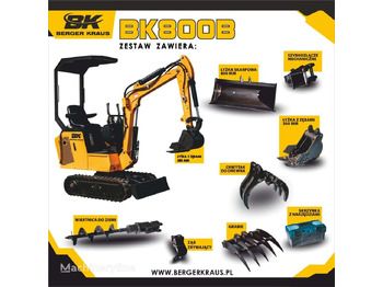 Berger Kraus Mini Excavator BK800B with FULL equipment - Mini bager