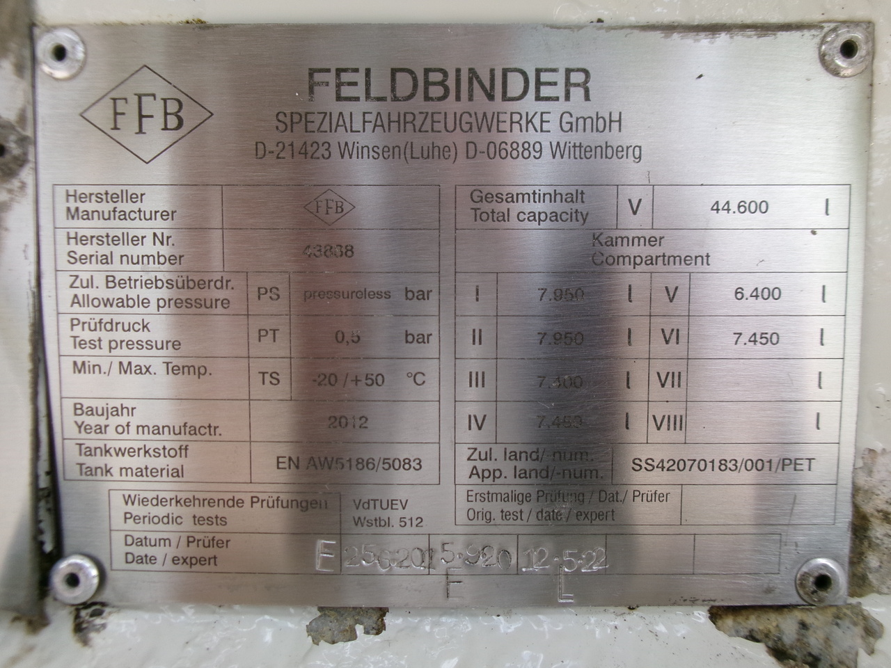 Poluprikolica cisterna za prevoz goriva Feldbinder Fuel tank alu 44.6 m3 + pump: slika 24