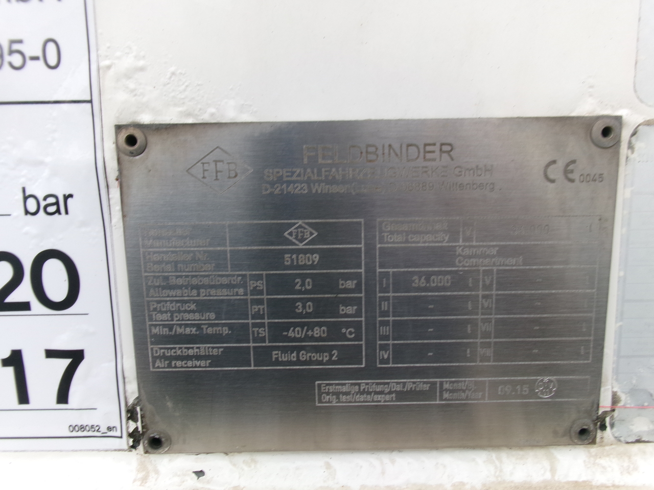 Poluprikolica cisterna za prevoz brašna Feldbinder Powder tank alu 36 m3 / 1 comp: slika 22