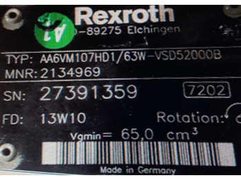 Hidraulični motor za Veliki kamon za bušenje novi REXROTH A6VM107HD2/63W-VZB010F00B R902207840: slika 4