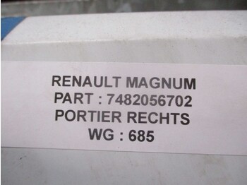 Vrata i delovi za Kamion Renault MAGNUM 7482056702 PORTIER RECHTS EURO 5: slika 2