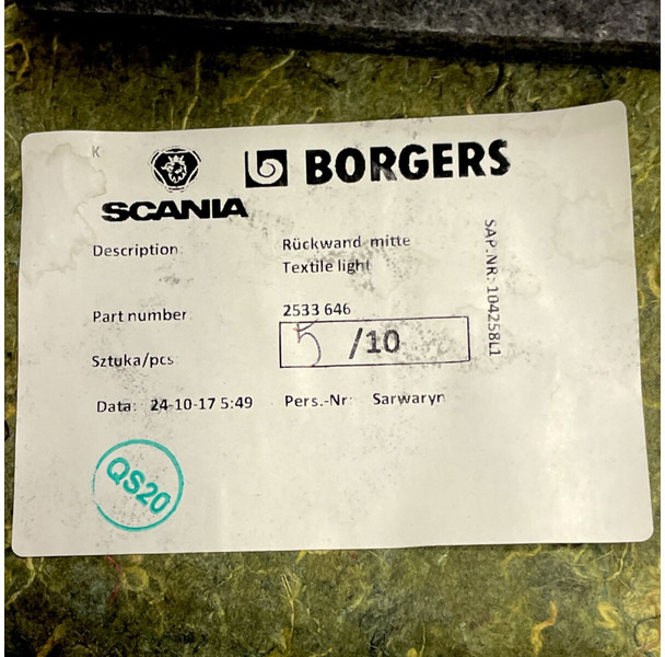Kabina i enterijer Scania SCANIA, BORGERS R-Series (01.16-): slika 4