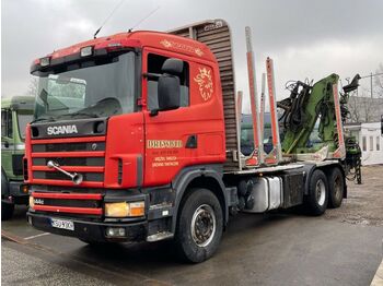 Šumska prikolica, Kamion Scania R 144  Holztransporter mit kran loglift 165 zt: slika 1