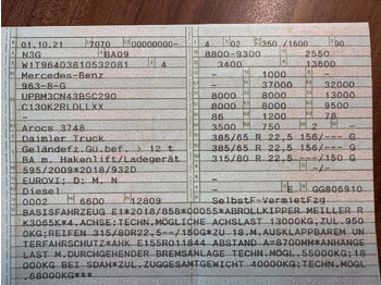 Kamion sa hidrauličnom kukom Mercedes-Benz 3748 8X4 Meiller Abroller mit Funk Top  Zustand: slika 2