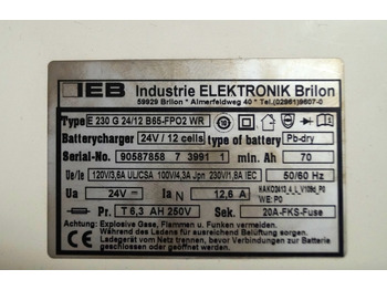 Baterija za Oprema za rukovanje materijalima IEB 90587858 | IEB charger EFG 230 G 24/12 B65-FP02 WR 24V12,6A 220V 50/60Hz fro: slika 2 Baterija za Oprema za rukovanje materijalima IEB 90587858 | IEB charger EFG 230 G 24/12 B65-FP02 WR 24V12,6A 220V 50/60Hz fro: slika 2