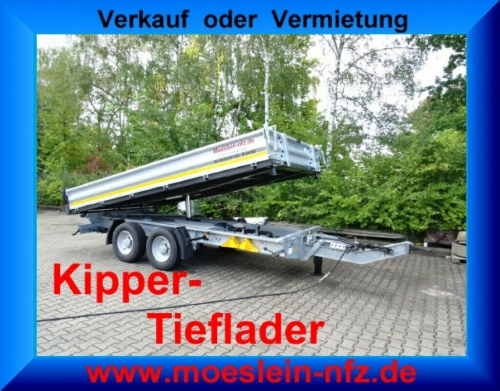 Möslein 13 t Tandem 3- Seitenkipper Tieflader-- Neufahr - Prikolica istovarivača: slika 1 Möslein 13 t Tandem 3- Seitenkipper Tieflader-- Neufahr - Prikolica istovarivača: slika 1