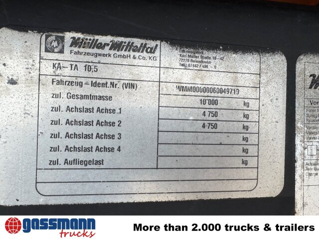 Müller-Mitteltal KA-TA 10.5C, Ex-Stadtverwaltung - Prikolica istovarivača: slika 2 Müller-Mitteltal KA-TA 10.5C, Ex-Stadtverwaltung - Prikolica istovarivača: slika 2