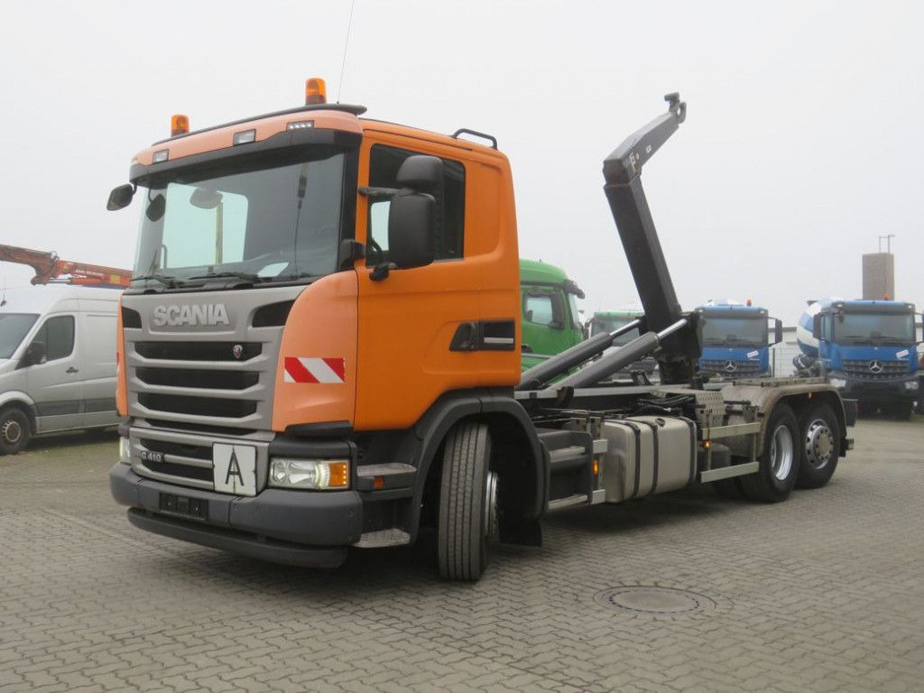 Scania G 410 LB 6x2*4HNA Abrollkipper Lift+Lenkachse 28 - Kamion sa hidrauličnom kukom: slika 1 Scania G 410 LB 6x2*4HNA Abrollkipper Lift+Lenkachse 28 - Kamion sa hidrauličnom kukom: slika 1