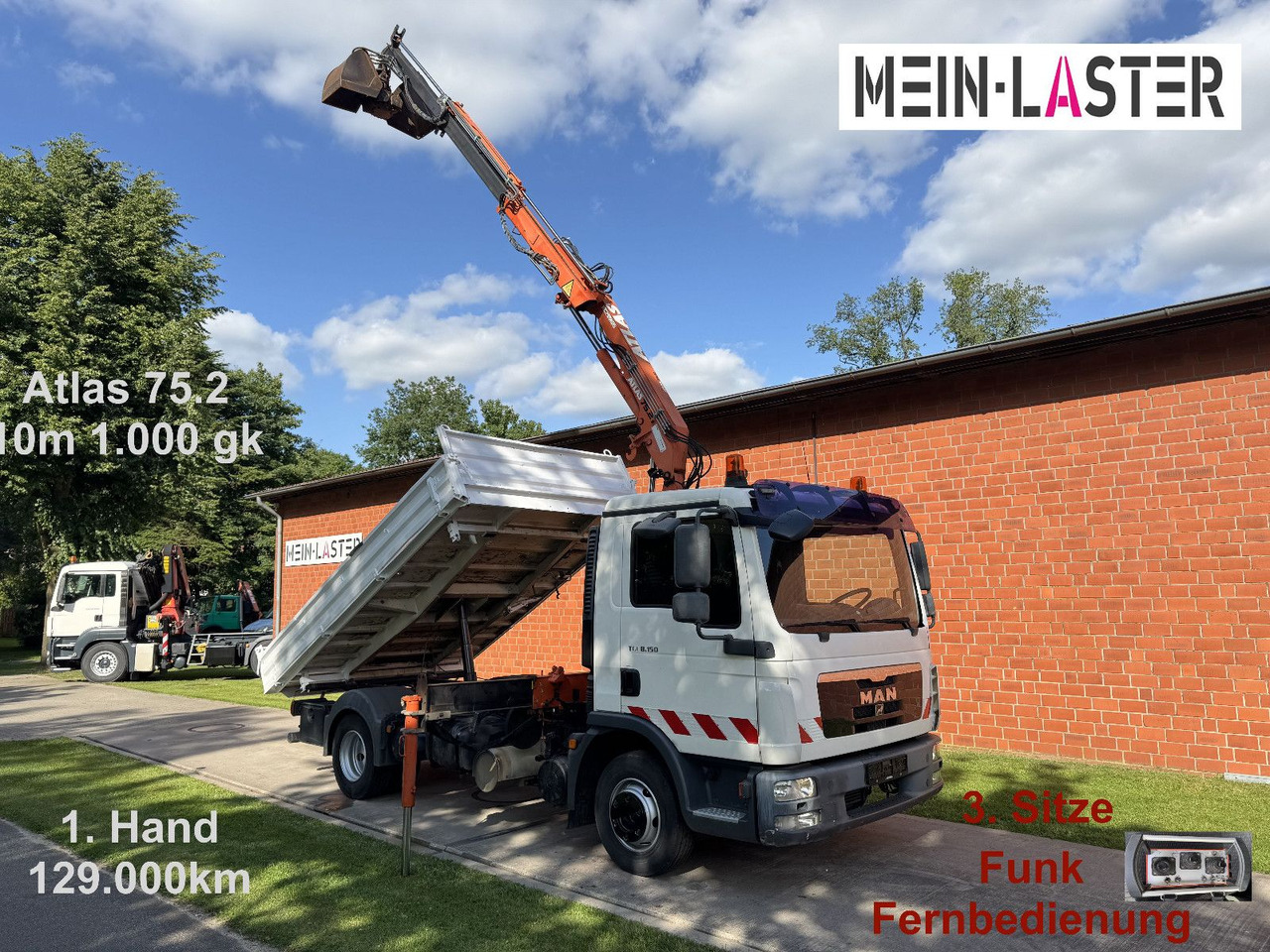 MAN TGL 8.150 3 S-Kipper Atlas 75 10m -1t. Funk FB - Dostavno vozilo istovarivač: slika 1 MAN TGL 8.150 3 S-Kipper Atlas 75 10m -1t. Funk FB - Dostavno vozilo istovarivač: slika 1