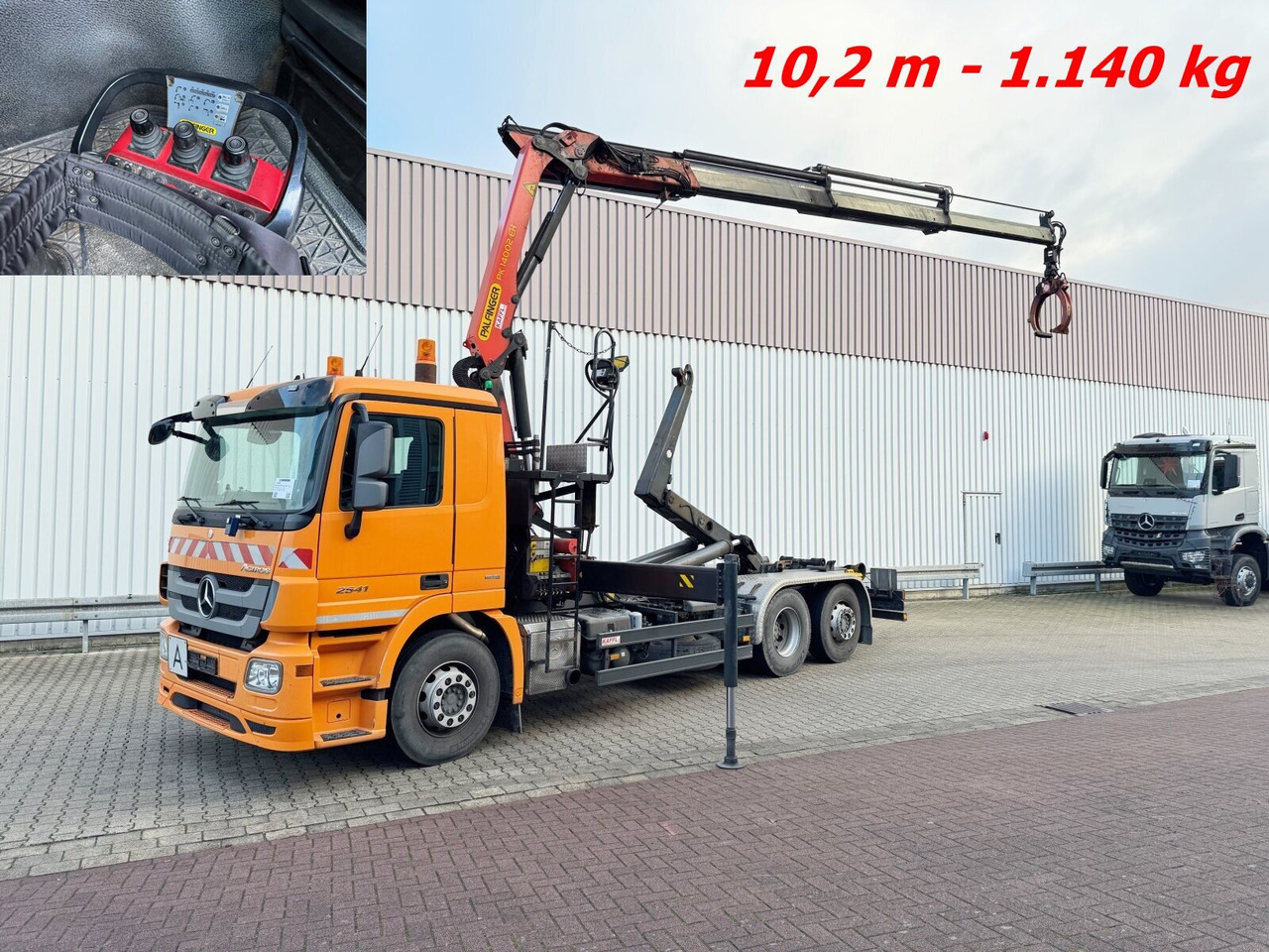 Mercedes-Benz Actros 2541 L 6x2 Actros 2541 L 6x2, Lenkachse, Meiller RK 20.65, Kran Palfinger PK 14002-EH, Funk - Kamion sa hidrauličnom kukom, Kamion sa dizalicom: slika 1 Mercedes-Benz Actros 2541 L 6x2 Actros 2541 L 6x2, Lenkachse, Meiller RK 20.65, Kran Palfinger PK 14002-EH, Funk - Kamion sa hidrauličnom kukom, Kamion sa dizalicom: slika 1