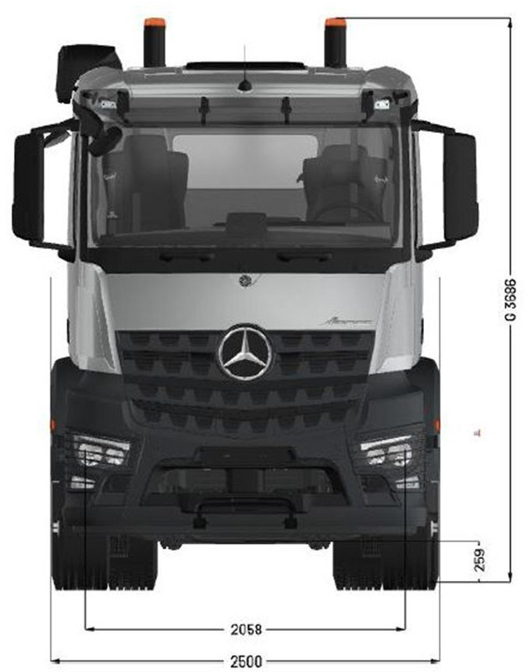 Mercedes-Benz Arocs 3253 L 8x4/4 Arocs 3253 L 8x4/4, MultimediaCockpit, Navi, Motorabtrieb - Kamion sa golom šasijom i zatvorenom kabinom: slika 3 Mercedes-Benz Arocs 3253 L 8x4/4 Arocs 3253 L 8x4/4, MultimediaCockpit, Navi, Motorabtrieb - Kamion sa golom šasijom i zatvorenom kabinom: slika 3