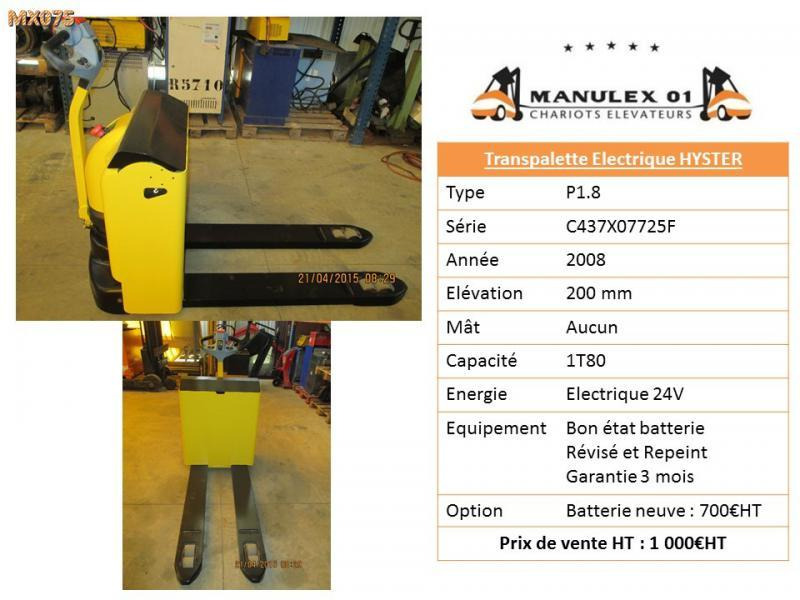 Hyster P1.8 - Kolica za palete: slika 2 Hyster P1.8 - Kolica za palete: slika 2