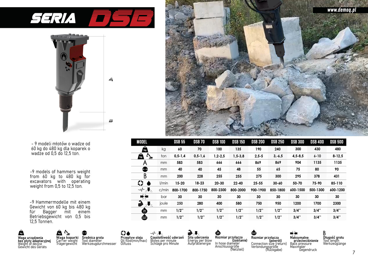DEMOQ DSB 300 Hydraulic breaker 300 KG - Hidraulični čekić za Bager: slika 3 DEMOQ DSB 300 Hydraulic breaker 300 KG - Hidraulični čekić za Bager: slika 3