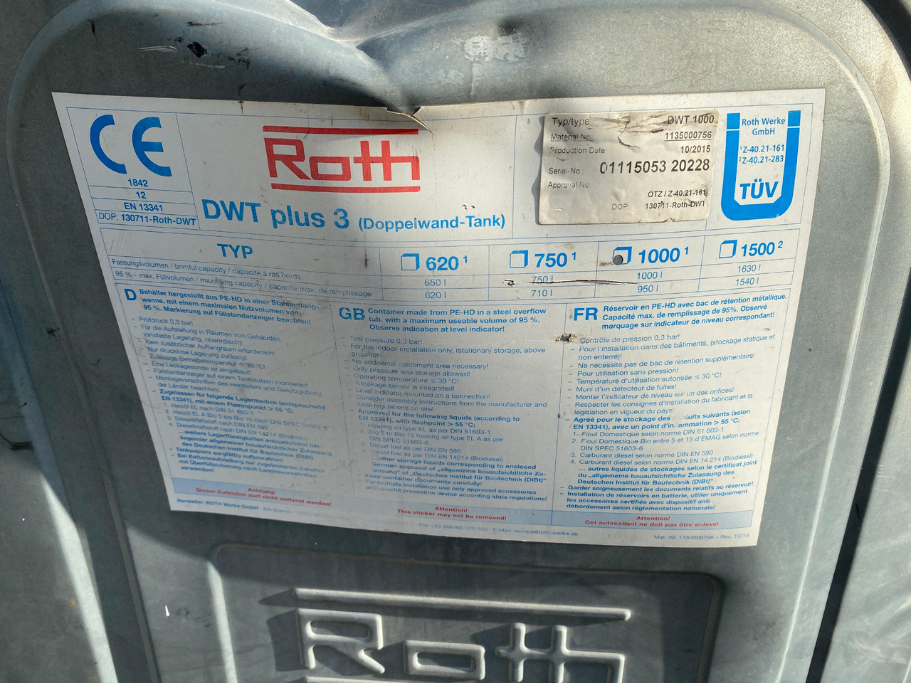 ROTH DWT 1000L - Rezervoar za skladištenje: slika 3 ROTH DWT 1000L - Rezervoar za skladištenje: slika 3