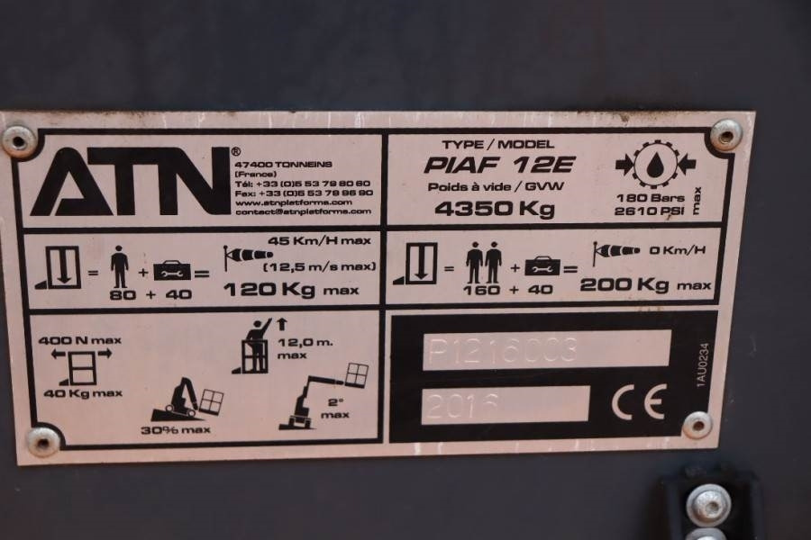 ATN PIAF 12E Electric, 12m Working Height, 5m Reach, T - Zglobna platforma: slika 3 ATN PIAF 12E Electric, 12m Working Height, 5m Reach, T - Zglobna platforma: slika 3