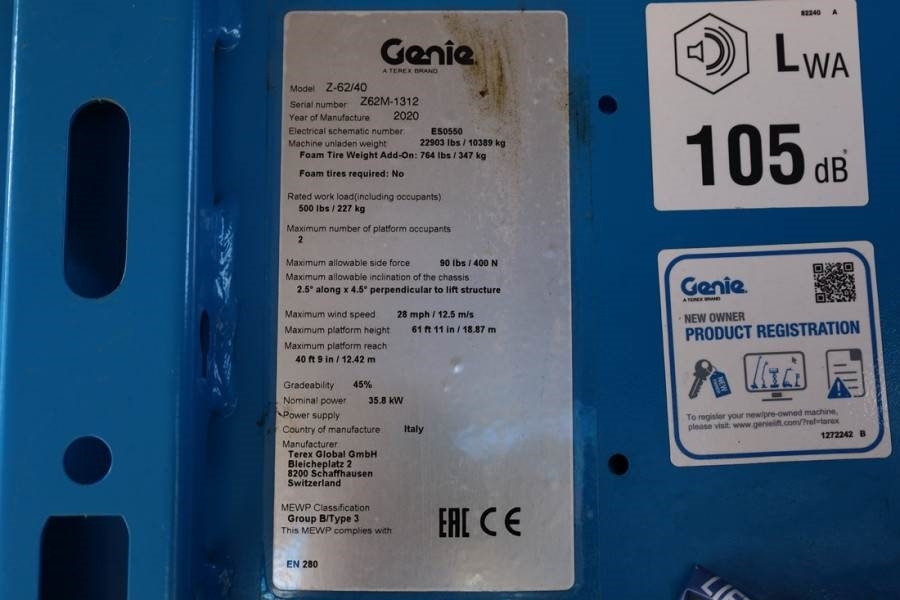 Genie Z62/40 Diesel, 4x4 Drive, 20.9 m Working Height, 1 - Zglobna platforma: slika 5 Genie Z62/40 Diesel, 4x4 Drive, 20.9 m Working Height, 1 - Zglobna platforma: slika 5