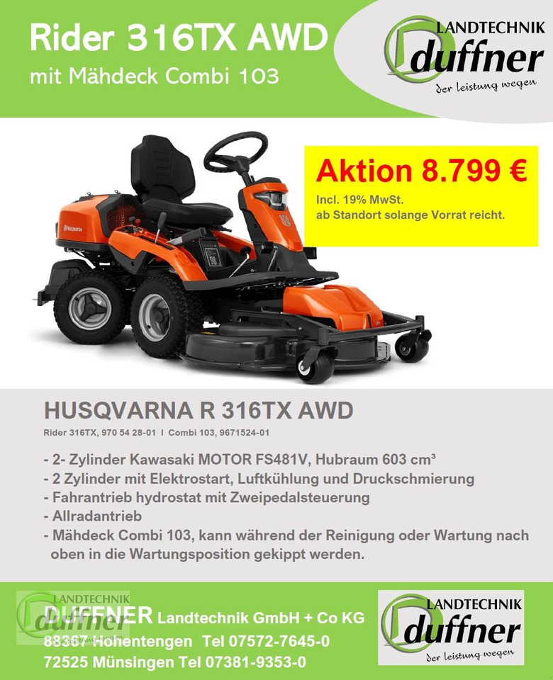 Husqvarna Rider 316TX AWD Allrad - Baštenska kosačica: slika 1 Husqvarna Rider 316TX AWD Allrad - Baštenska kosačica: slika 1