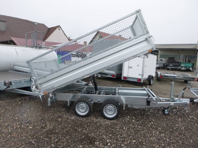 Humbaur 3-Seitenkipper HTK 3500.31 Alu, mit Laubgitteraufsatz - Prikolica istovarivača: slika 2 Humbaur 3-Seitenkipper HTK 3500.31 Alu, mit Laubgitteraufsatz - Prikolica istovarivača: slika 2