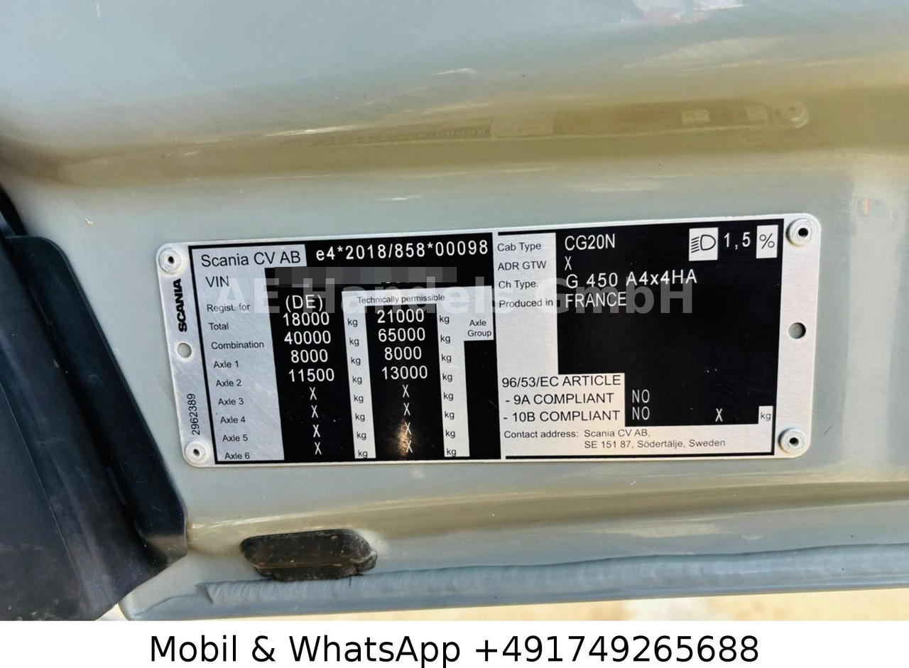 Tegljač Scania G 450 LoF Zul. 4x4 Flachdach*2-Kreis-Hydr/AP/LDW: slika 11