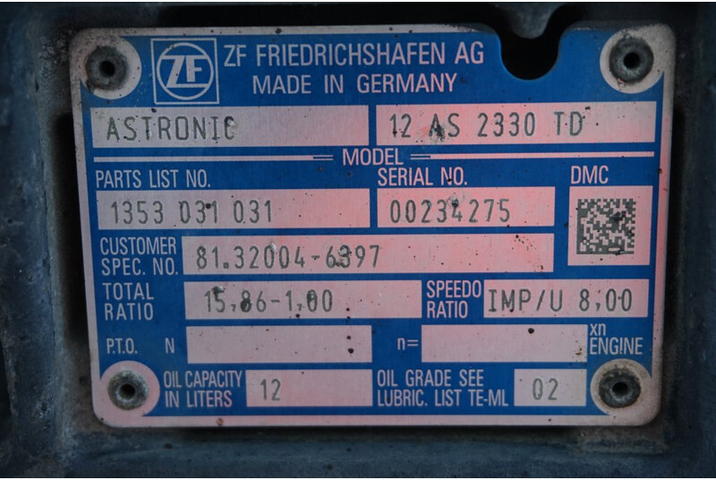 ZF 12AS2330TD 81 32004-6397 - Menjač za Kamion: slika 5 ZF 12AS2330TD 81 32004-6397 - Menjač za Kamion: slika 5