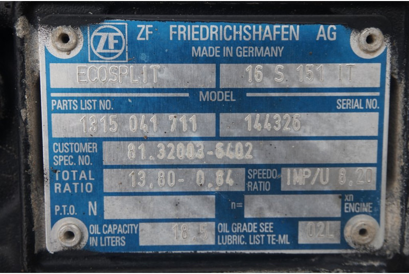 ZF 16S151OD+INT F2000 81.32003-6402 - Menjač za Kamion: slika 5 ZF 16S151OD+INT F2000 81.32003-6402 - Menjač za Kamion: slika 5