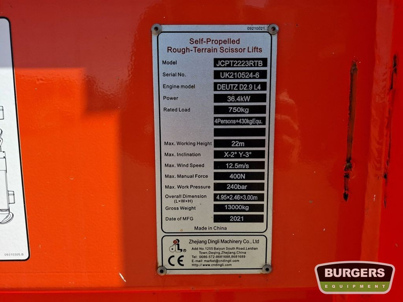 Dingli JCPT2223RTB 4x4 Diesel Schaarhoogwerker 22m - Lift u obliku makaza: slika 5 Dingli JCPT2223RTB 4x4 Diesel Schaarhoogwerker 22m - Lift u obliku makaza: slika 5