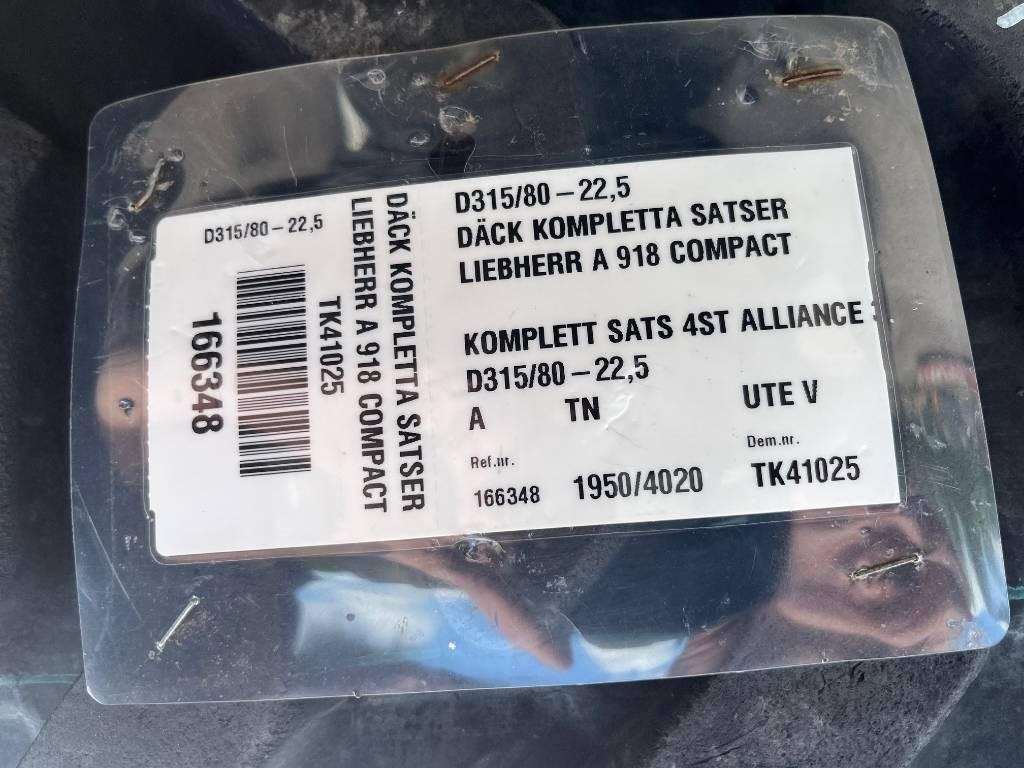 Alliance 315/80-22,5 till Liebherr A 918 - Guma za Građevinska mašina: slika 2 Alliance 315/80-22,5 till Liebherr A 918 - Guma za Građevinska mašina: slika 2