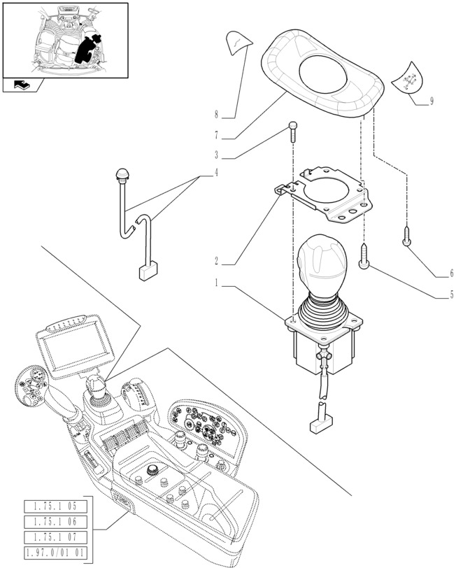 New Holland T6010 Joystick 84253193 - Kabina i enterijer za Traktor: slika 1 New Holland T6010 Joystick 84253193 - Kabina i enterijer za Traktor: slika 1