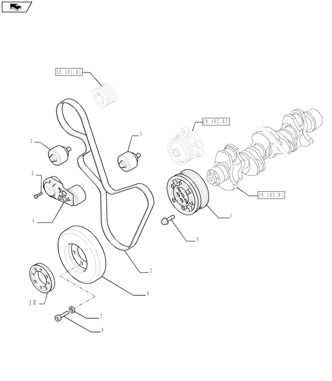 New Holland T6090 T6070 Napinacz pasa 504315786 - Zatezač remena za Poljoprivredna mašina: slika 1 New Holland T6090 T6070 Napinacz pasa 504315786 - Zatezač remena za Poljoprivredna mašina: slika 1