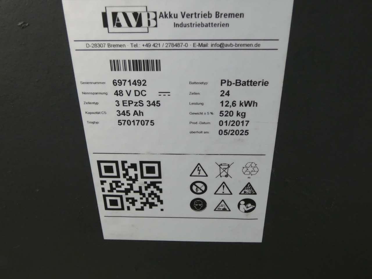 AVB Battery 3EPZS345 - Baterija za Oprema za rukovanje materijalima: slika 2 AVB Battery 3EPZS345 - Baterija za Oprema za rukovanje materijalima: slika 2