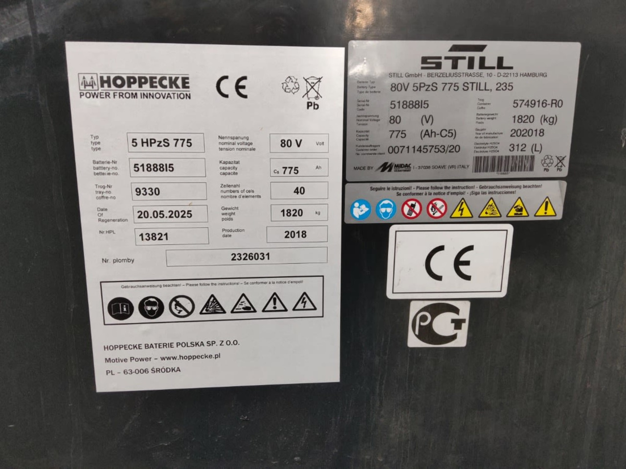 HOPPECKE 80V 775Ah - Baterija za Oprema za rukovanje materijalima: slika 2 HOPPECKE 80V 775Ah - Baterija za Oprema za rukovanje materijalima: slika 2