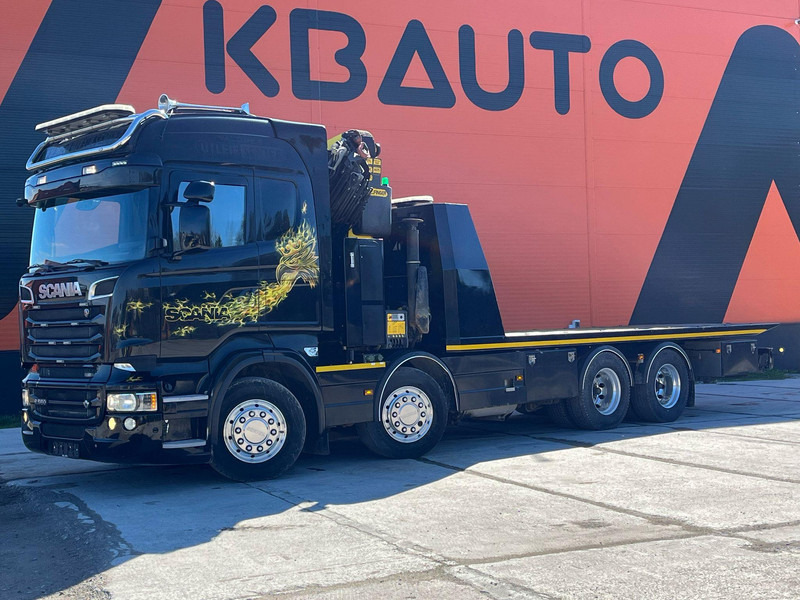 Scania R 560 8x4 PK 34002 / WINCH / FALCOM FAS 12000 / PLATFORM L=6564 mm - Kamion sa tovarnim sandukom, Kamion sa dizalicom: slika 1 Scania R 560 8x4 PK 34002 / WINCH / FALCOM FAS 12000 / PLATFORM L=6564 mm - Kamion sa tovarnim sandukom, Kamion sa dizalicom: slika 1