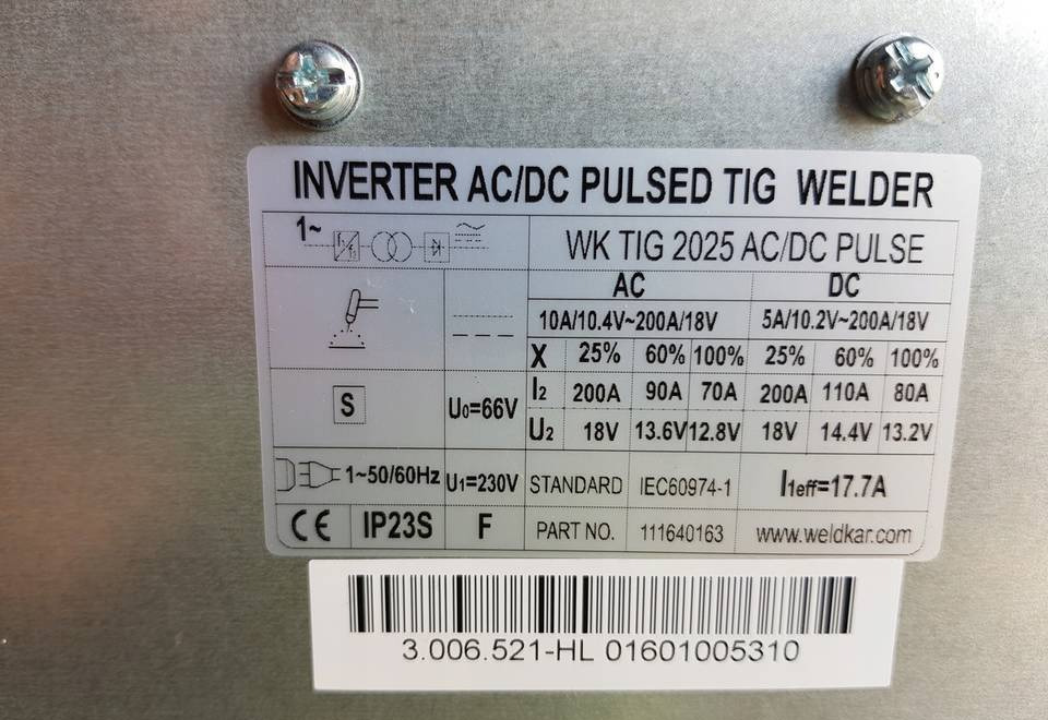 Spawarka Tig CEBORA WK 2025 AC/DC Puls, 200 A - Oprema za varenje: slika 2 Spawarka Tig CEBORA WK 2025 AC/DC Puls, 200 A - Oprema za varenje: slika 2
