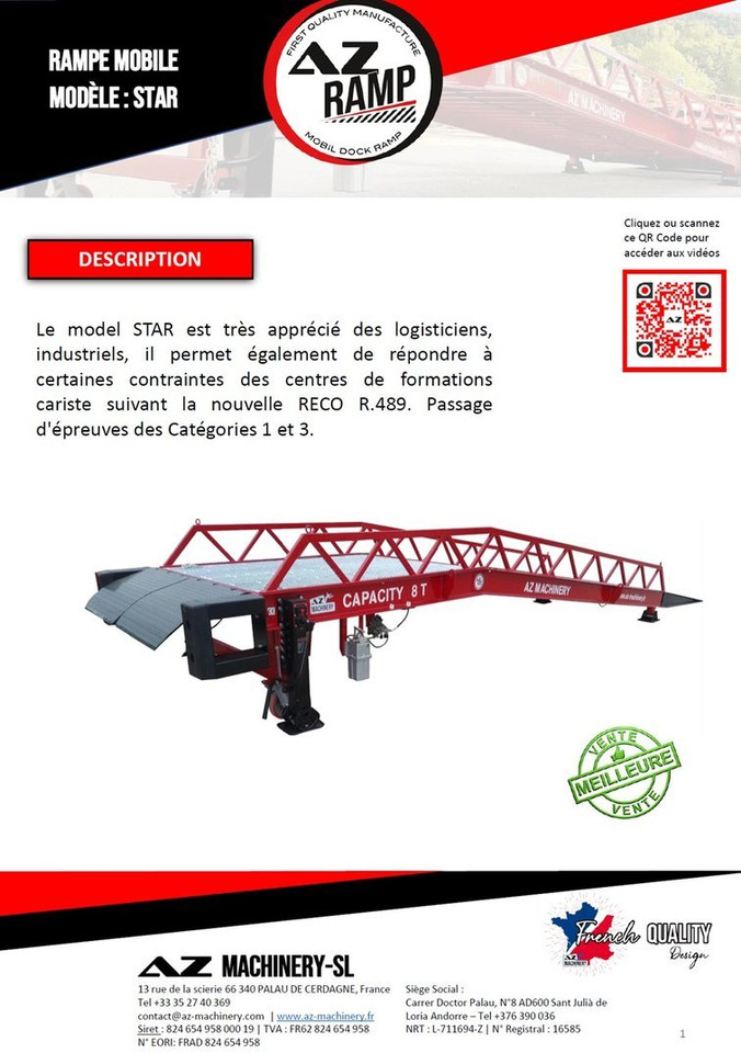 **RENTAL** Loading Ramp with with hydraulic tilting bridge - AZ RAMP - STAR- 8T. 8 ton capacity - Utovarna rampa: slika 3 **RENTAL** Loading Ramp with with hydraulic tilting bridge - AZ RAMP - STAR- 8T. 8 ton capacity - Utovarna rampa: slika 3