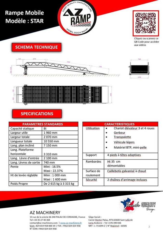 **RENTAL** Loading Ramp with with hydraulic tilting bridge - AZ RAMP - STAR- 8T. 8 ton capacity - Utovarna rampa: slika 3 **RENTAL** Loading Ramp with with hydraulic tilting bridge - AZ RAMP - STAR- 8T. 8 ton capacity - Utovarna rampa: slika 3