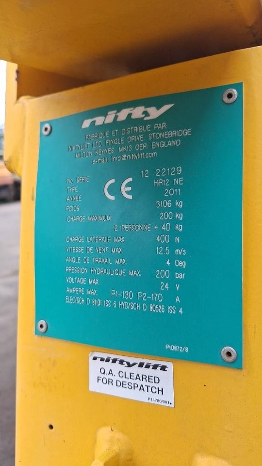 Niftylift HR 12 N E - Zglobna platforma: slika 3 Niftylift HR 12 N E - Zglobna platforma: slika 3