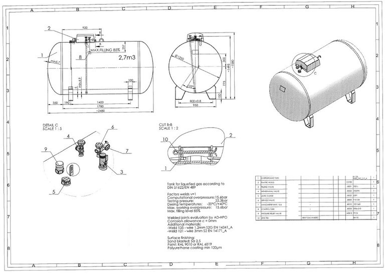 De Visser Propaan/Butaan LPG tank 2700 L (1,35 ton) Gastank, Gas, Gaz, LPG, GPL, Propane, Butane Ø 1250 including tank fittings - Rezervoar za gorivo: slika 3 De Visser Propaan/Butaan LPG tank 2700 L (1,35 ton) Gastank, Gas, Gaz, LPG, GPL, Propane, Butane Ø 1250 including tank fittings - Rezervoar za gorivo: slika 3