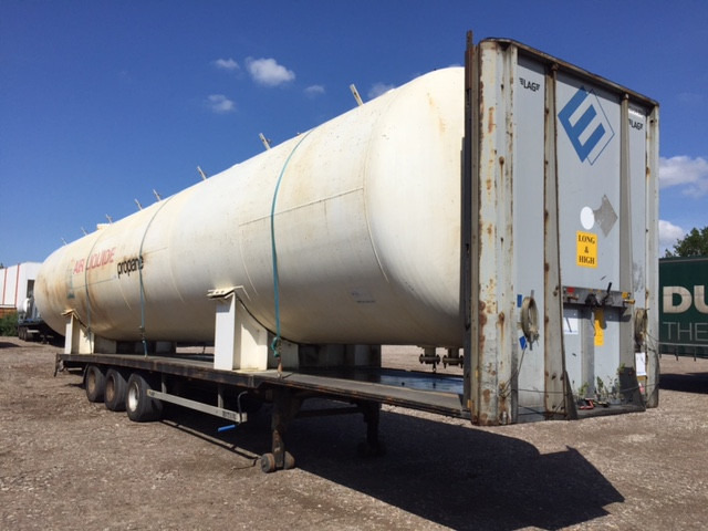 Open flatbed trailer Van Hool 3B2011 Used tank 70m3 aboveground - Gas, Gaz, LPG, GPL, Propane, Butane tank ID 1.130 - Plato poluprikolica: slika 1 Open flatbed trailer Van Hool 3B2011 Used tank 70m3 aboveground - Gas, Gaz, LPG, GPL, Propane, Butane tank ID 1.130 - Plato poluprikolica: slika 1