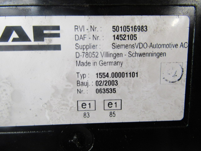 DAF LF55 CLOCK CLUSTER P/NO 1452105 - Kabina i enterijer za Kamion: slika 2 DAF LF55 CLOCK CLUSTER P/NO 1452105 - Kabina i enterijer za Kamion: slika 2