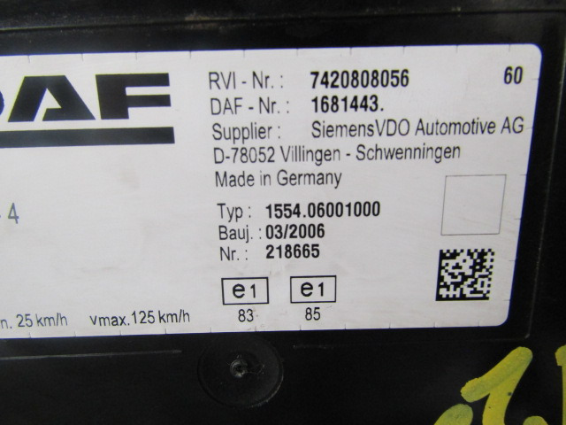 DAF LF55 CLOCK CLUSTER P/NO 1681443 - Kabina i enterijer za Kamion: slika 2 DAF LF55 CLOCK CLUSTER P/NO 1681443 - Kabina i enterijer za Kamion: slika 2
