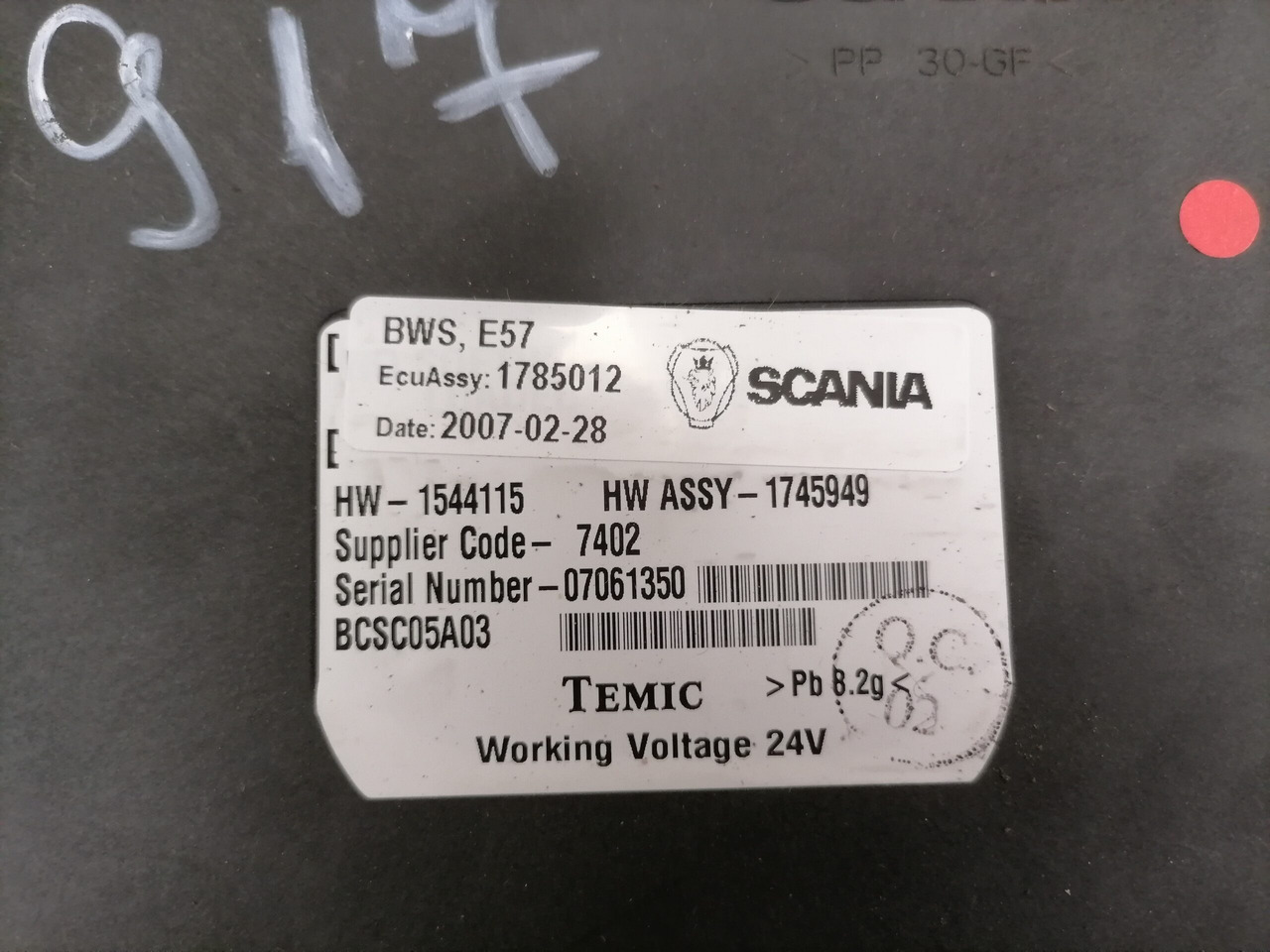 Scania Ecu, BWS 1785012 - Upravljačka jedinica za Kamion: slika 4 Scania Ecu, BWS 1785012 - Upravljačka jedinica za Kamion: slika 4
