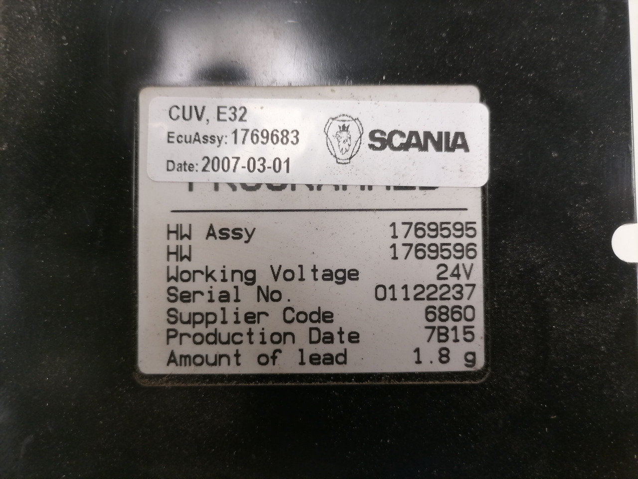 Scania Ecu, VIS 1769683 - Upravljačka jedinica za Kamion: slika 4 Scania Ecu, VIS 1769683 - Upravljačka jedinica za Kamion: slika 4
