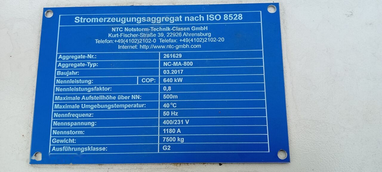 MAN MAN Generator Set Stamford 640 KW 800 KVA Diesel, 2017 Model, 931 HP, 8000 kg, Low Hours, For Sale in Poland - Set generatora: slika 4 MAN MAN Generator Set Stamford 640 KW 800 KVA Diesel, 2017 Model, 931 HP, 8000 kg, Low Hours, For Sale in Poland - Set generatora: slika 4