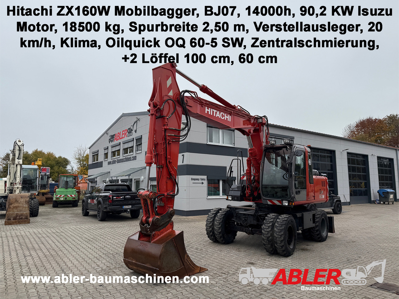 Hitachi ZX 160 W Mobilbagger Klima Zentralschmierung OQ 60-5 - Bager točkaš: slika 1 Hitachi ZX 160 W Mobilbagger Klima Zentralschmierung OQ 60-5 - Bager točkaš: slika 1
