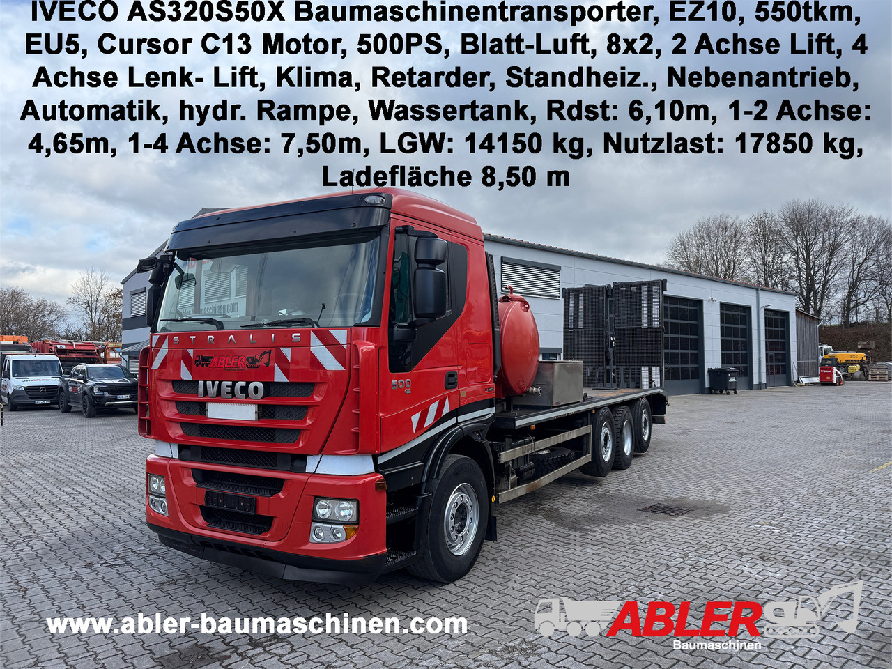 Iveco 4-Achs Baumaschinentransporter hydr. Rampe - Kamion za prevoz automobila: slika 1 Iveco 4-Achs Baumaschinentransporter hydr. Rampe - Kamion za prevoz automobila: slika 1
