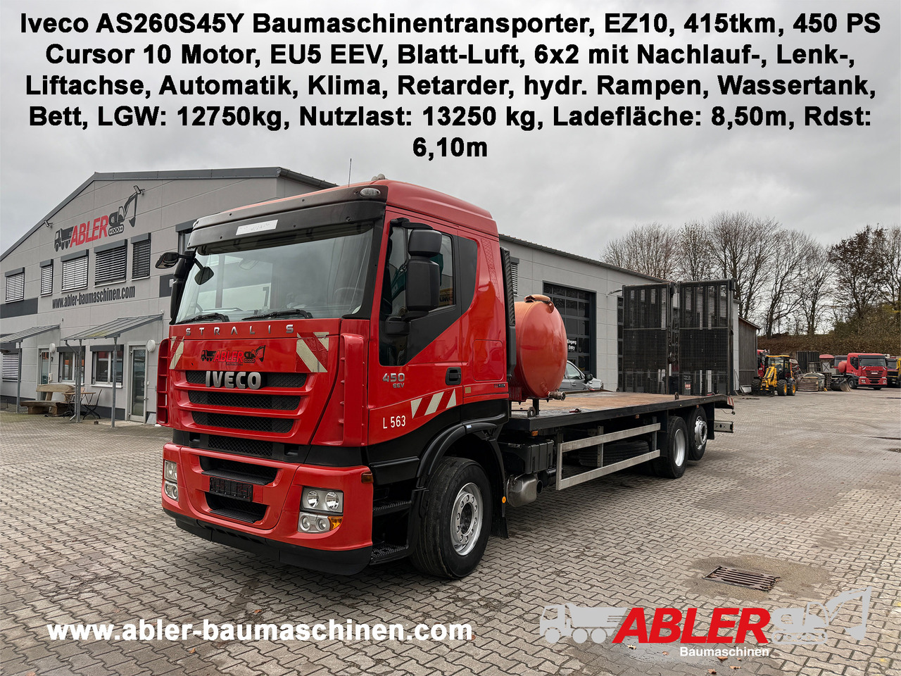 Iveco AS260S45 Baumaschinentransporter hydr. Rampe - Kamion za prevoz automobila: slika 1 Iveco AS260S45 Baumaschinentransporter hydr. Rampe - Kamion za prevoz automobila: slika 1