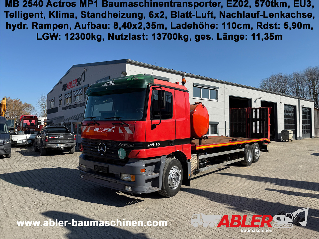 Mercedes-Benz 2540 Actros MP1 Baumaschinentrnasporter - Kamion: slika 1 Mercedes-Benz 2540 Actros MP1 Baumaschinentrnasporter - Kamion: slika 1