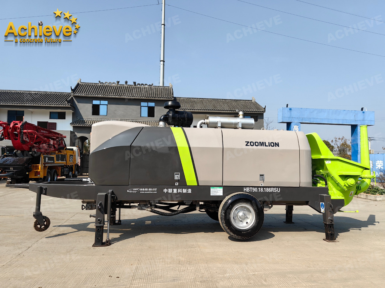 Zoomlion 2022 Zoomlion HBT 90.18.186RSU hydraulic Concrete Trailer Pump in China【ACHIEVE】TOP CONDITION!!! - Stacionarna pumpa za beton: slika 1 Zoomlion 2022 Zoomlion HBT 90.18.186RSU hydraulic Concrete Trailer Pump in China【ACHIEVE】TOP CONDITION!!! - Stacionarna pumpa za beton: slika 1