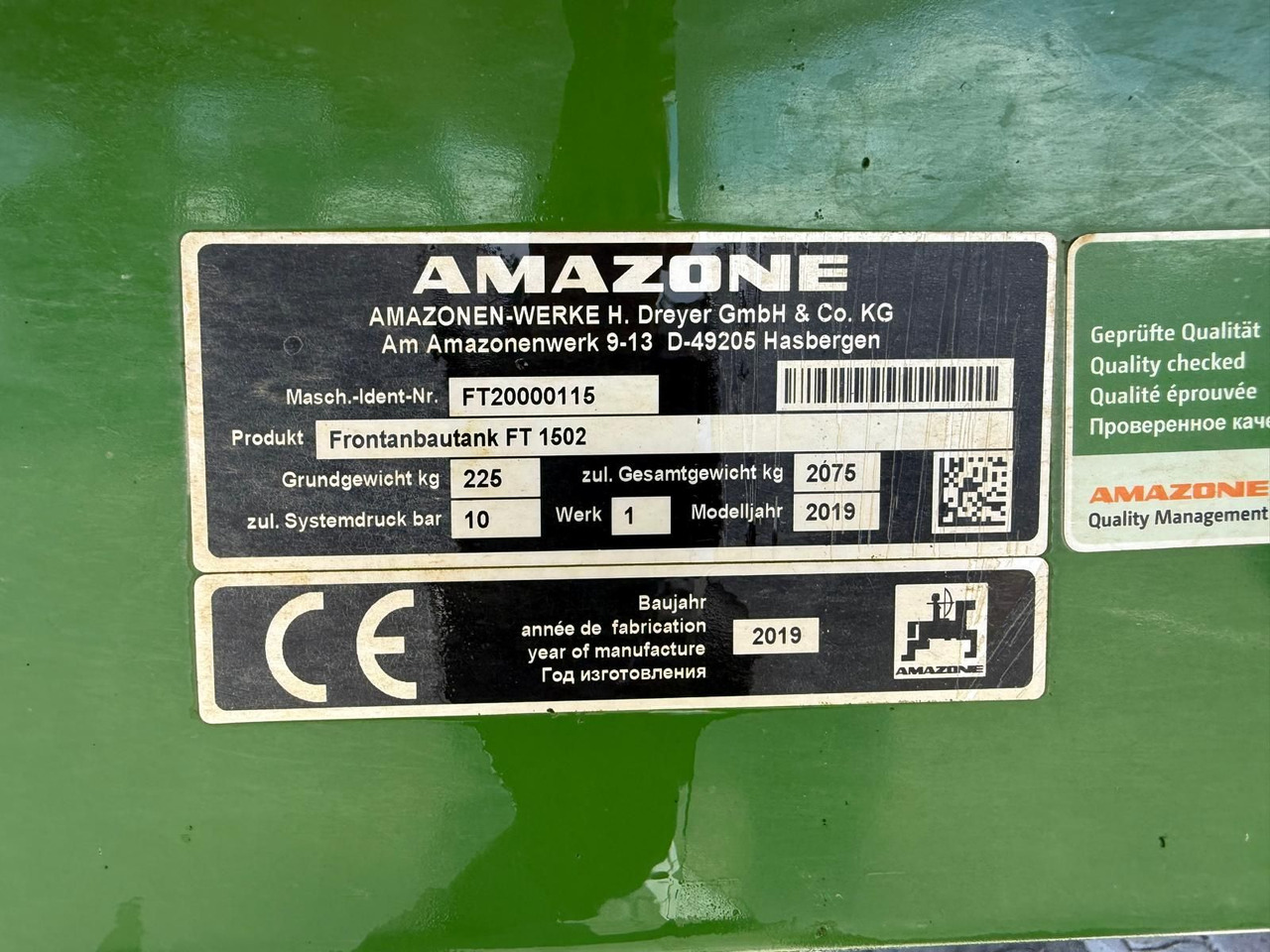 Amazone Amazone FT 1502 - Prskalica montirana na traktor: slika 4 Amazone Amazone FT 1502 - Prskalica montirana na traktor: slika 4